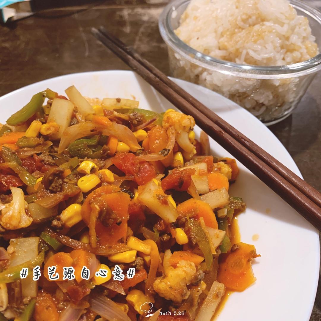 杂蔬炒牛肉（辣和不辣）