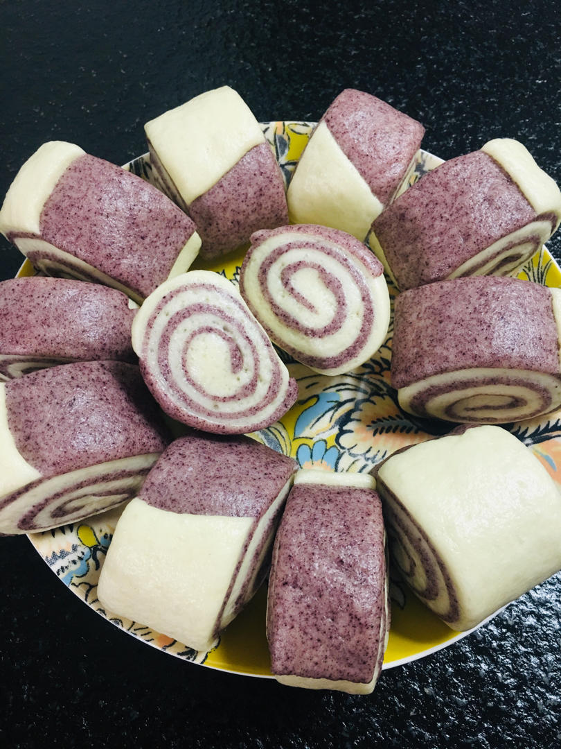 黑米螺旋刀切馒头（一次发酵花样刀切之3⃣️）