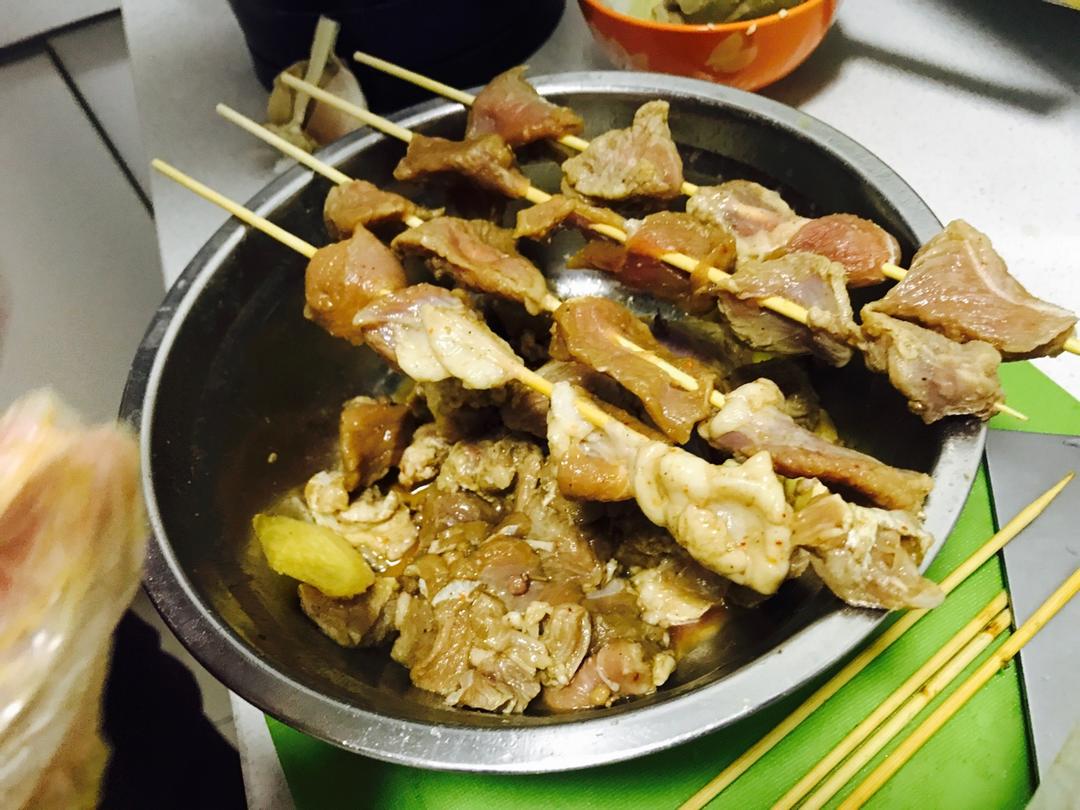 微波炉速成羊肉串
