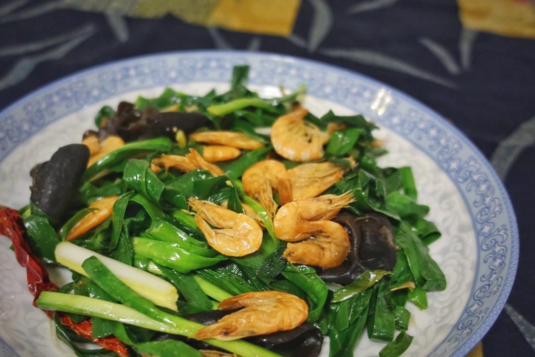 小河虾炒韭菜