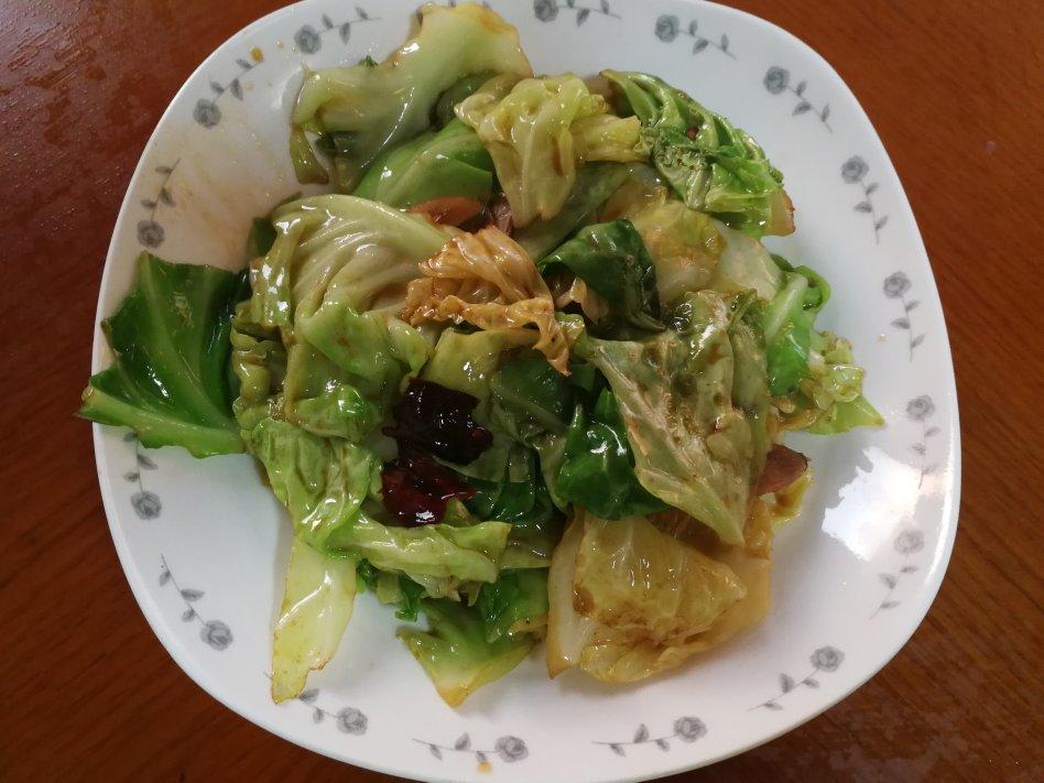 手撕圆白菜-新手下厨 Dry Chilli Cabbage