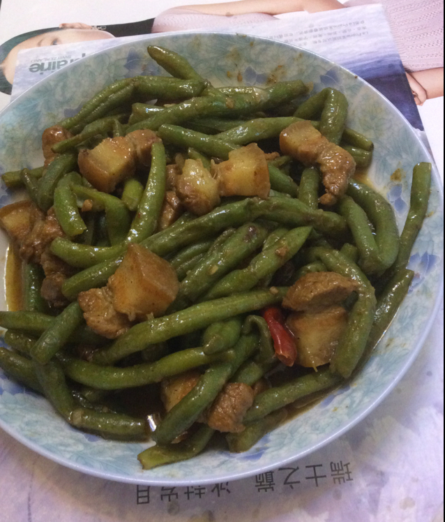 红烧肉炖豆角