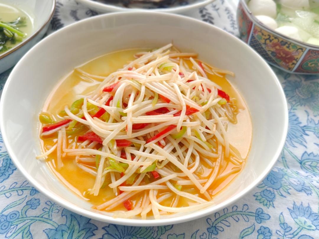 鲍汁青椒豆芽炒干丝【低脂排毒】