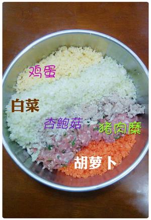 白菜猪肉五色饺的做法 步骤2