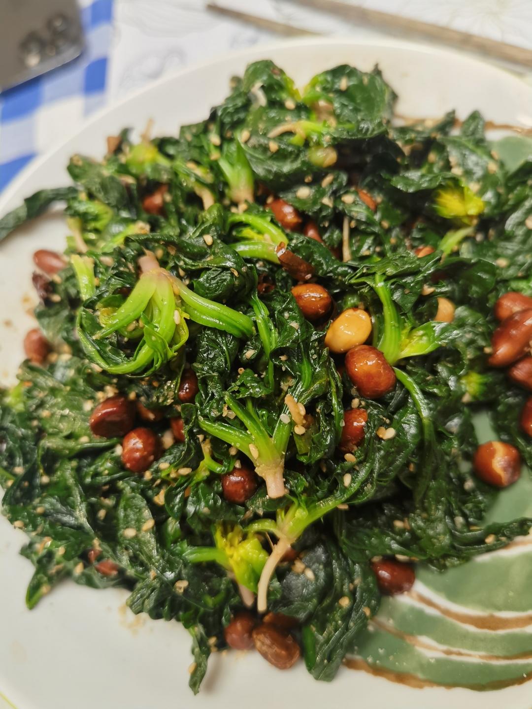 凉拌菠菜花生米🥜