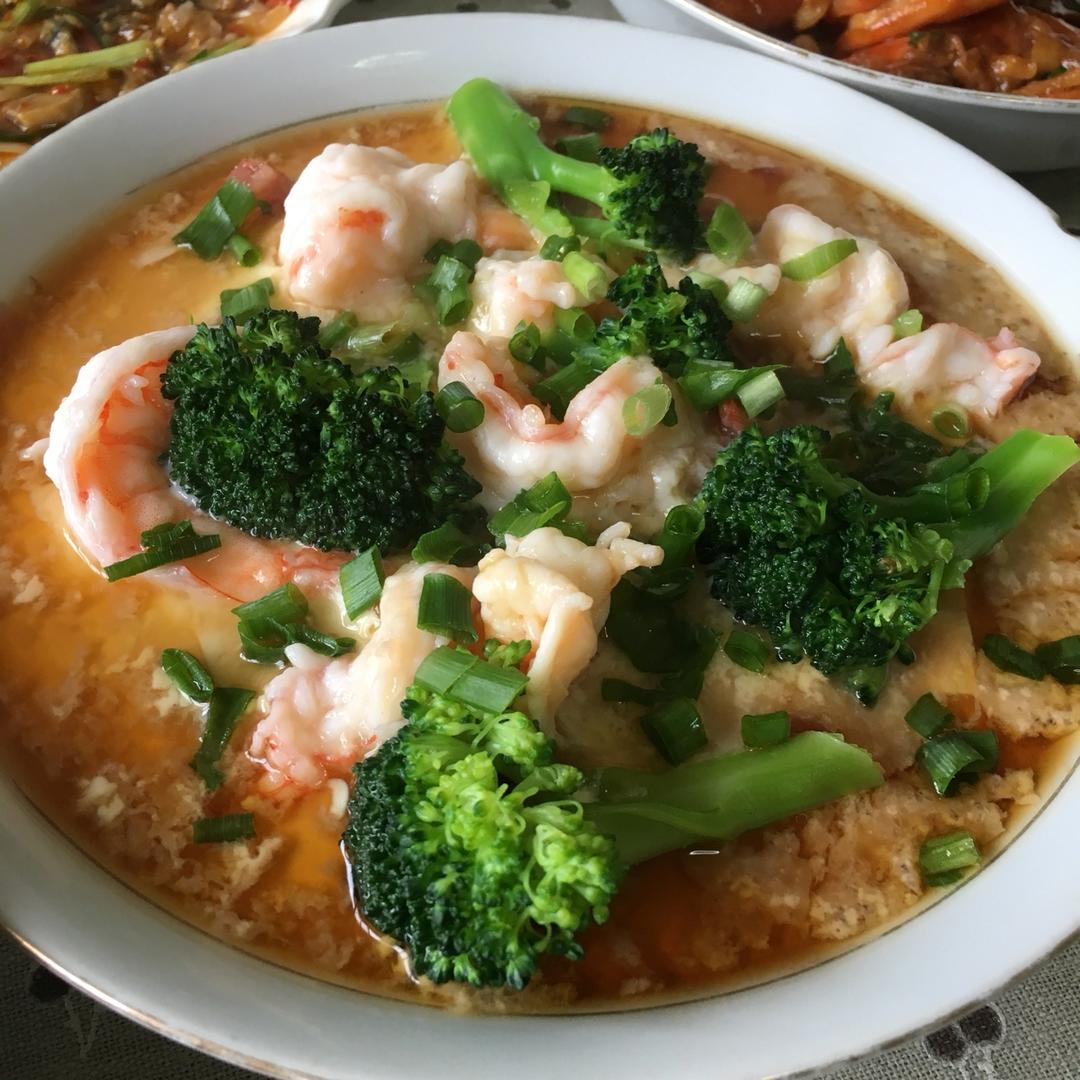 虾仁豆腐蒸水蛋