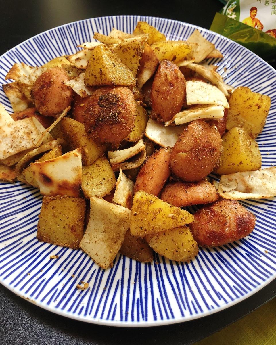 香煎土豆热狗肠