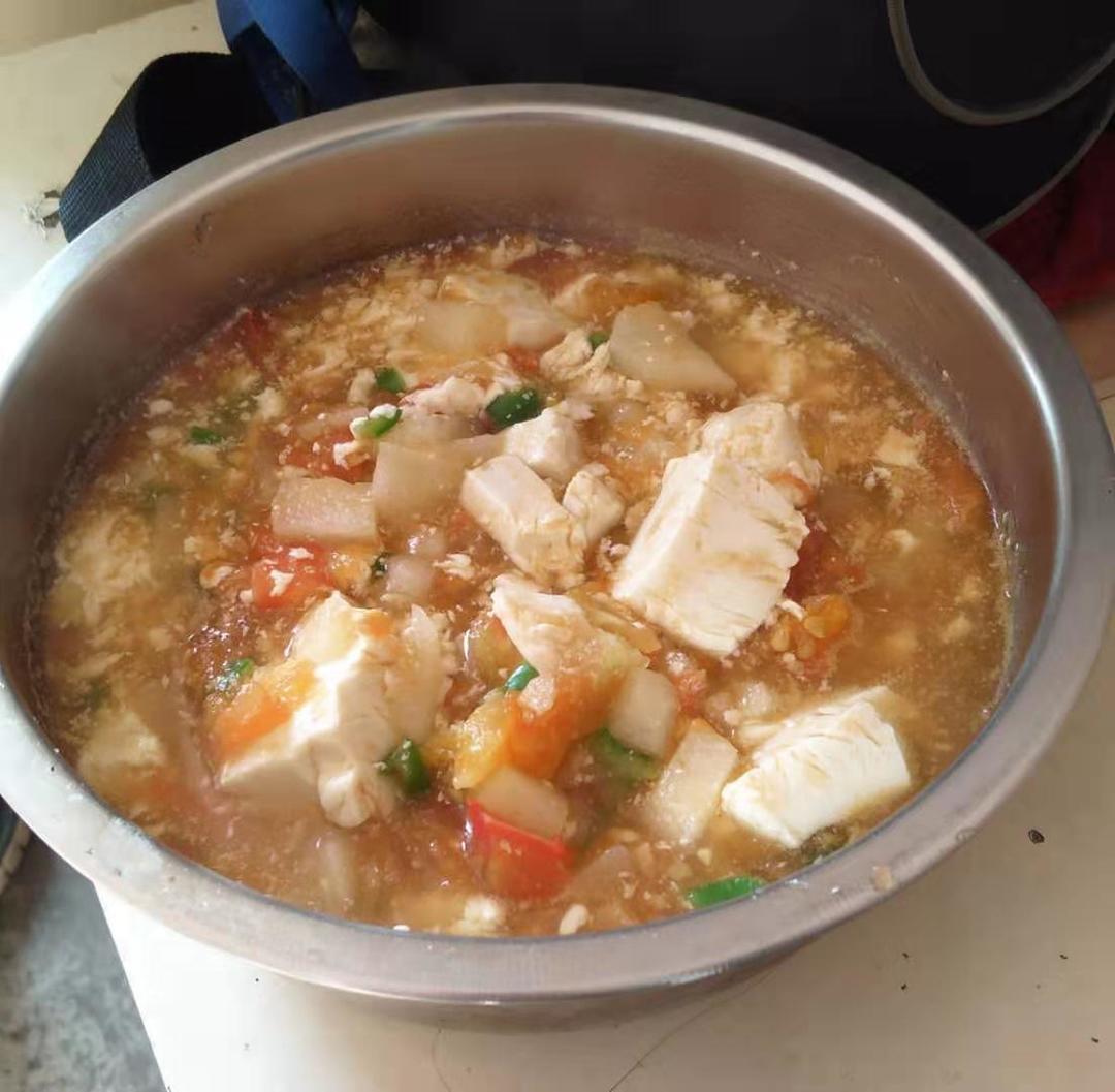 甜辣的番茄豆腐（无油无盐无糖菜）的做法