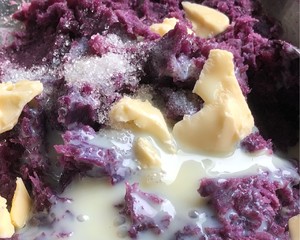网红爆浆紫薯仙豆糕(低卡版)超长拉丝的做法 步骤3