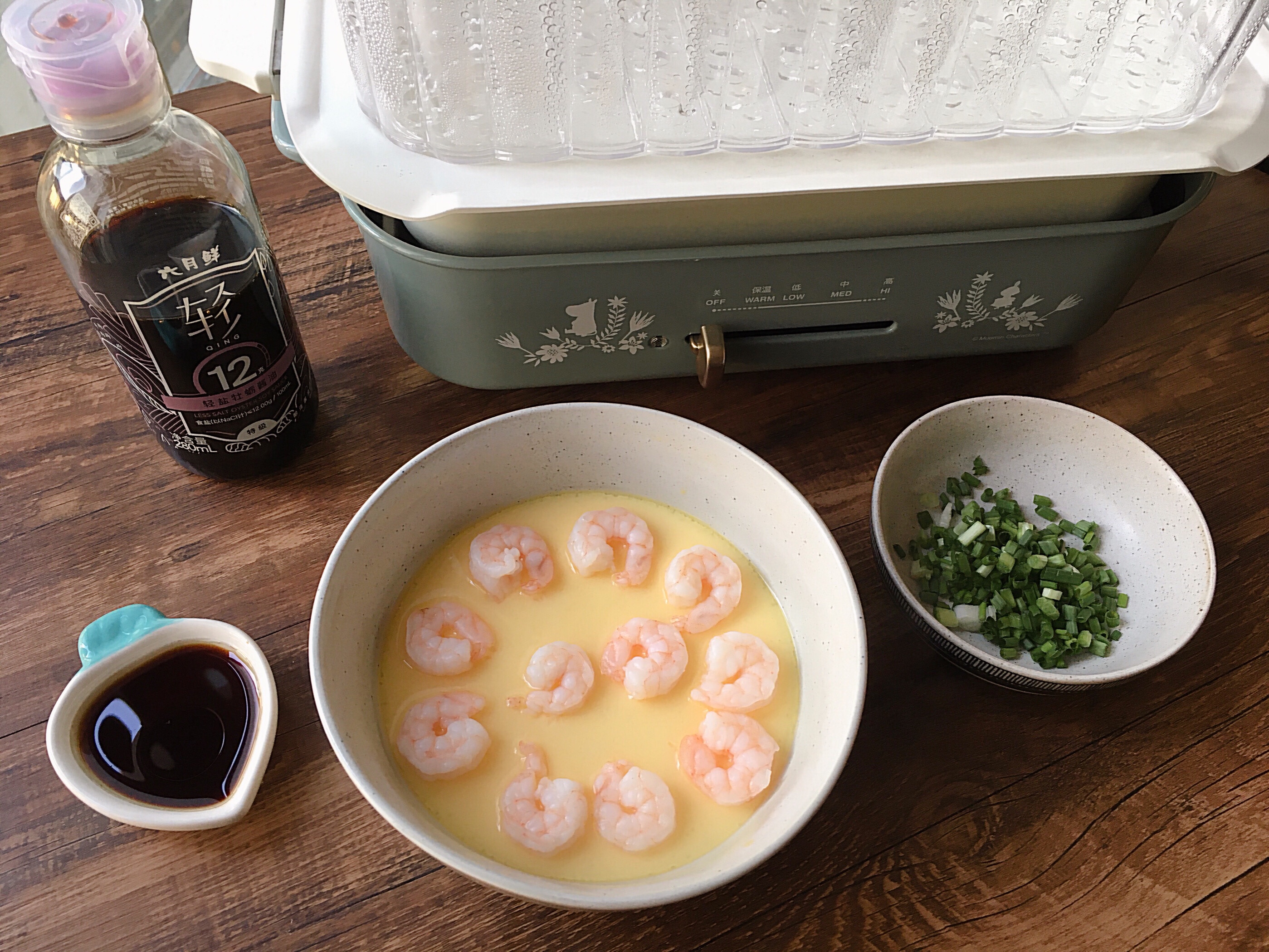 duang～虾仁蒸蛋×六月鲜轻盐牡蛎酱油的做法 步骤10