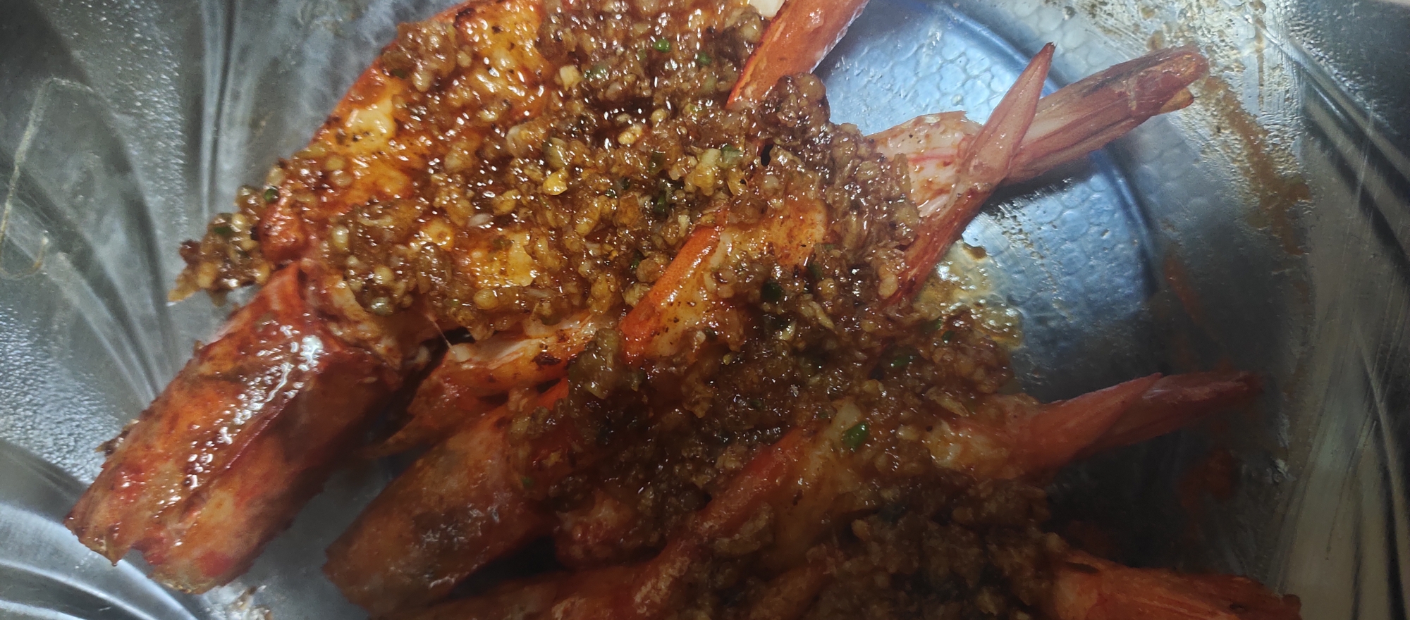 煎黄油蒜蓉开背虾 平底锅版 超简单 适合大个头的虾的做法