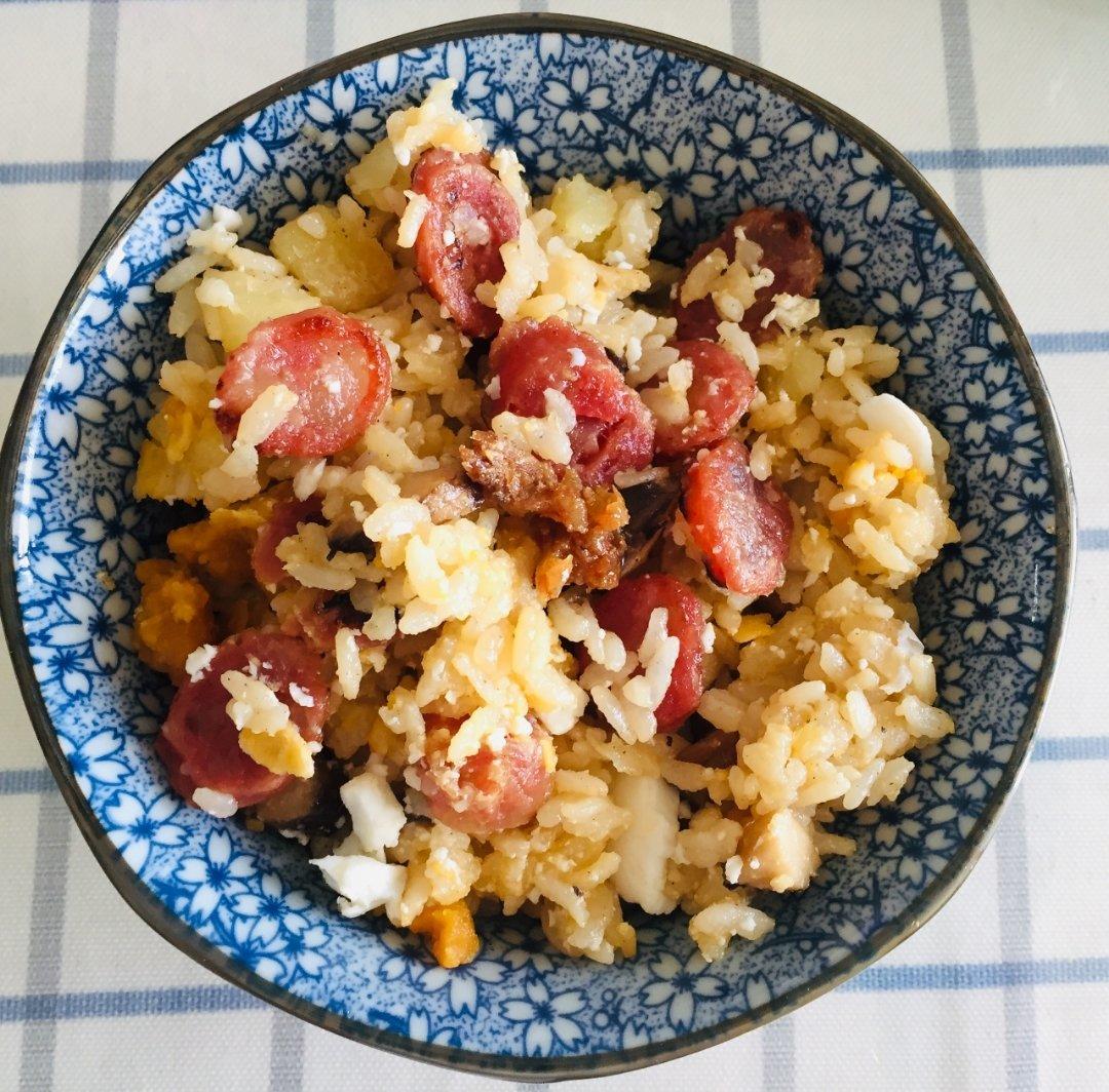 懒人必备～电饭煲腊肠焖饭