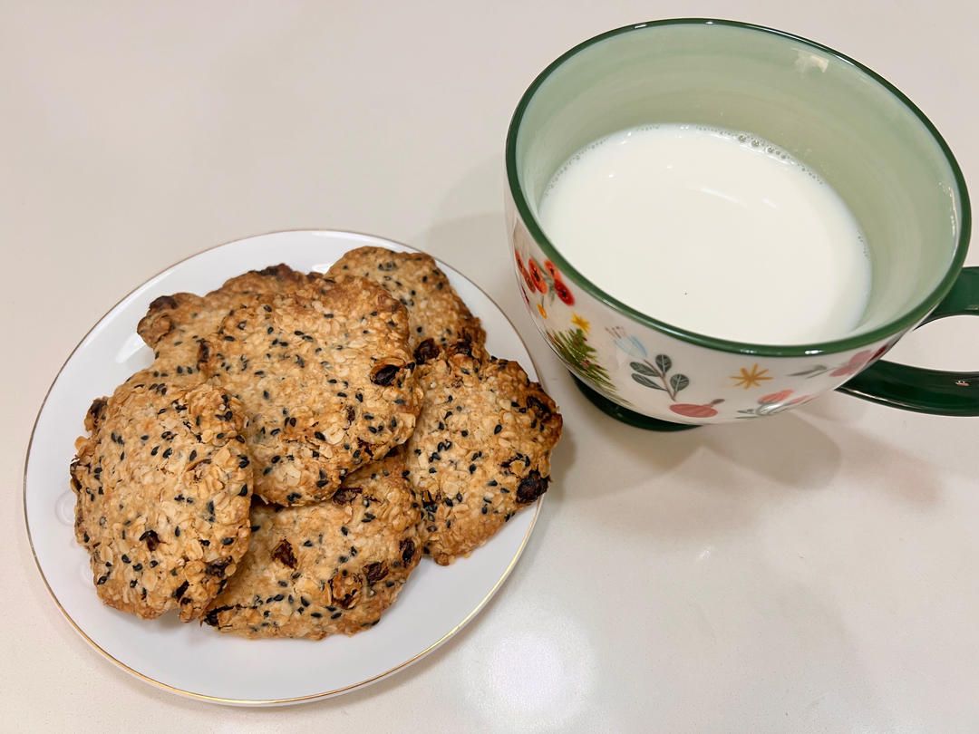 素食:有机燕麦芝麻大饼干