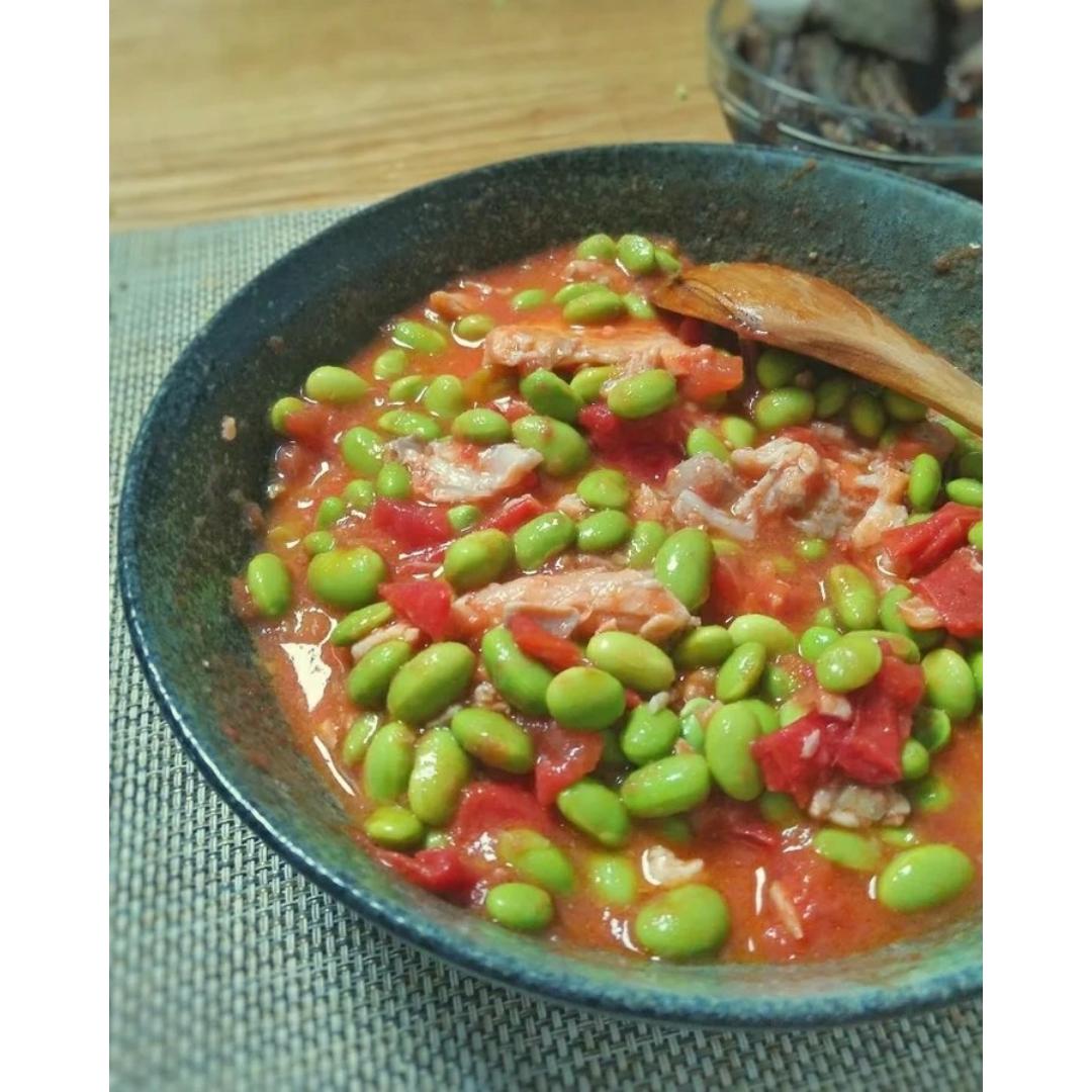 肉末番茄烧毛豆