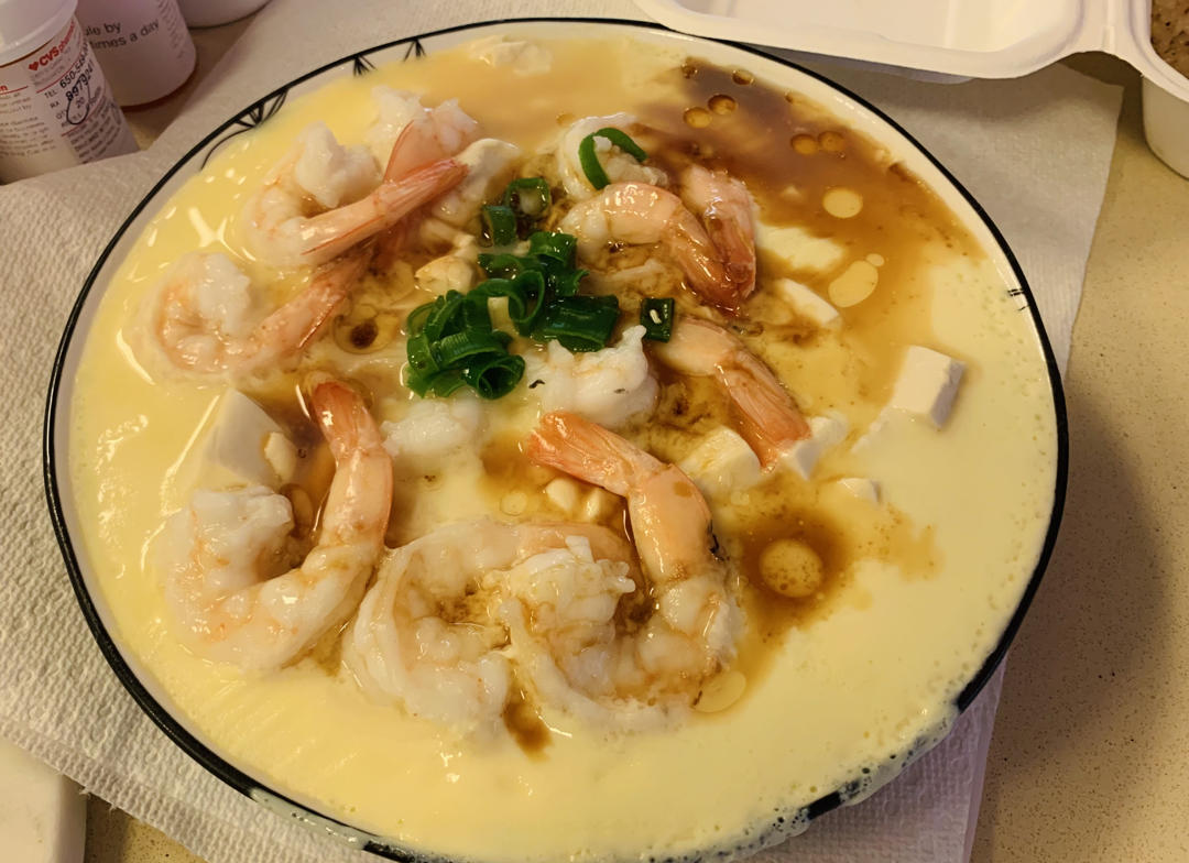 虾仁豆腐蒸水蛋