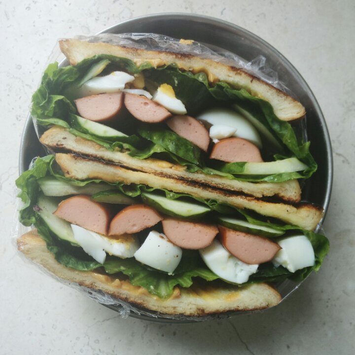 如何做超厚的沼三明治~详细tip！牛油果鸡蛋午餐肉三明治~