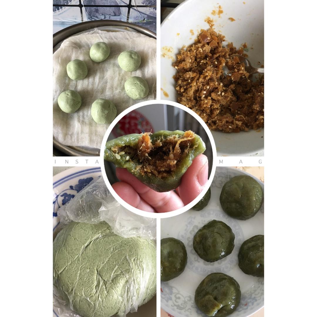 网红青团～～咸蛋黄肉松青团