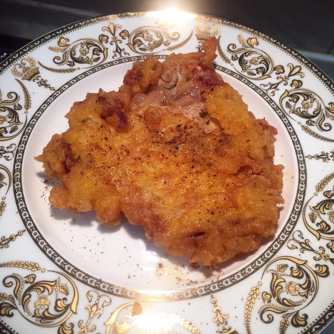 蛋糕饼干布丁做的蛋汁椒盐大排