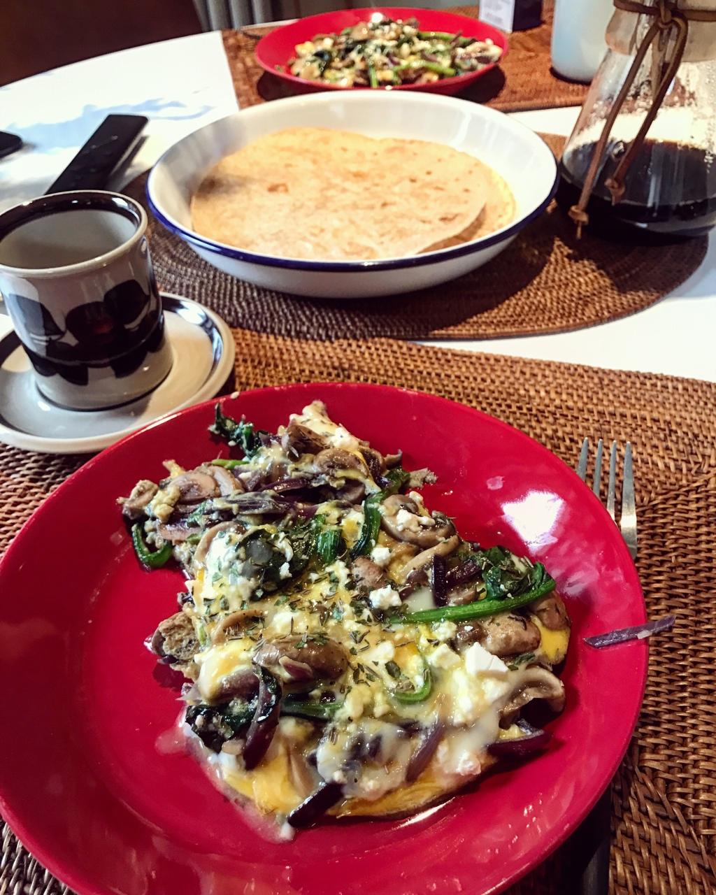 蘑菇菠菜奶酪早餐蛋饼丨健康·烘焙