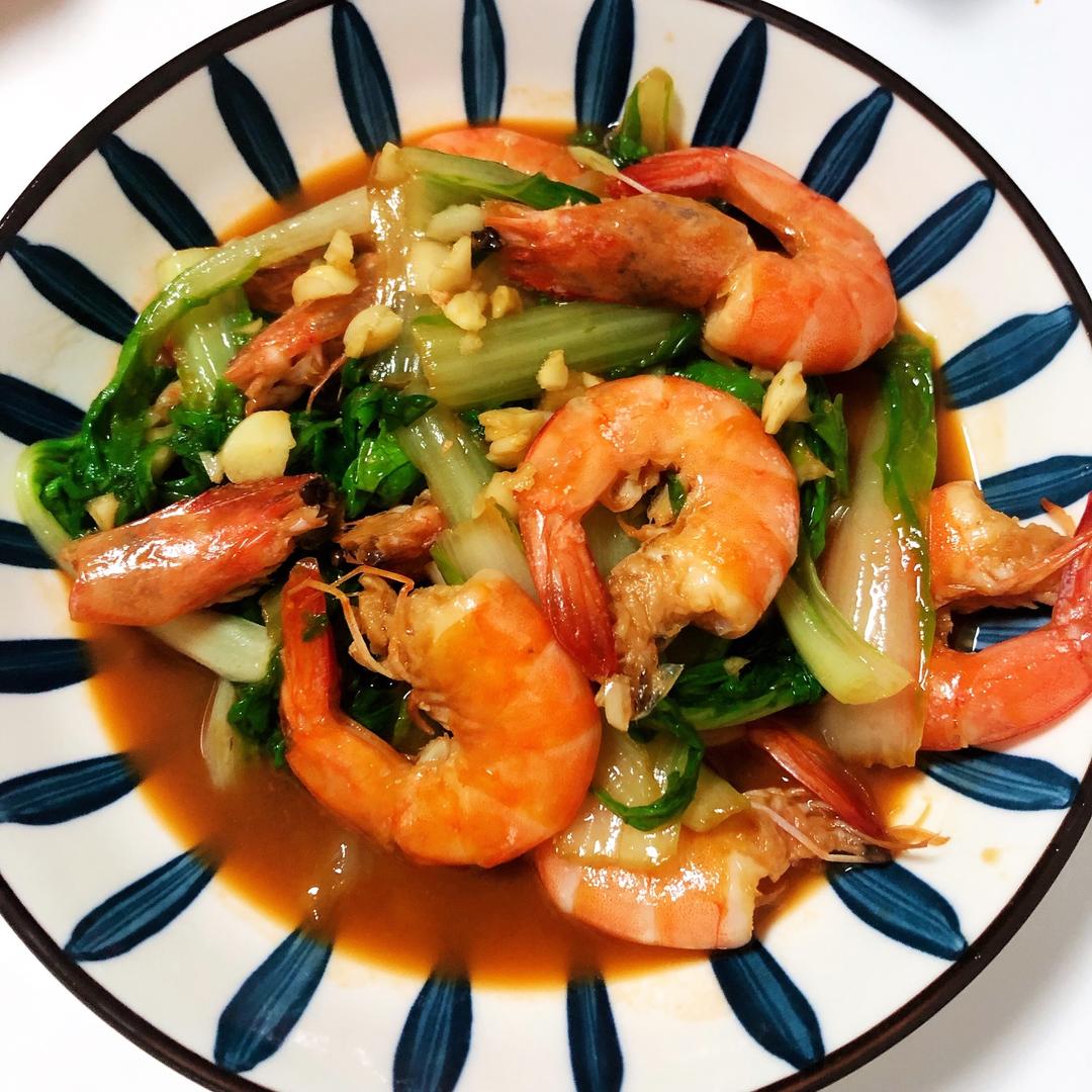 小白菜炒虾