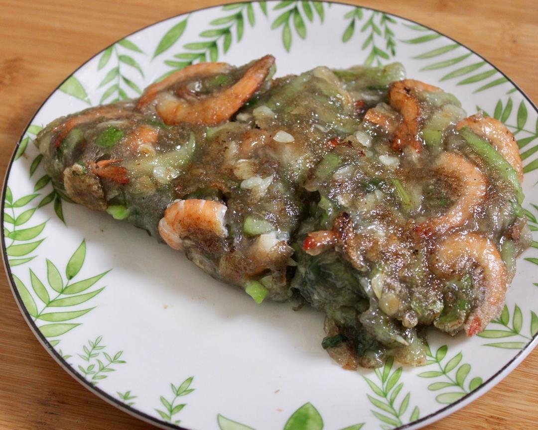 潮汕美食鲜虾秋瓜烙（丝瓜）简易做法