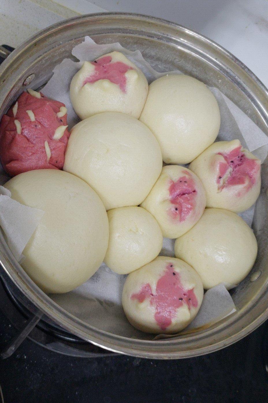 火龙果玫瑰馒头