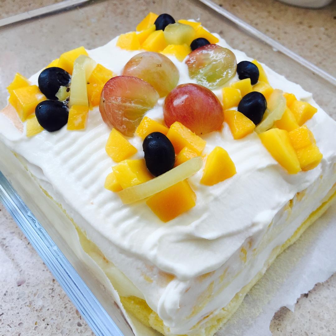 春天百合_svf1做的方形水果夹层蛋糕