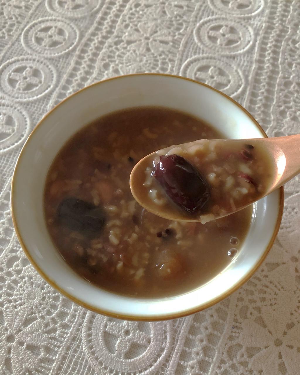 冬日暖暖红豆栗子粥