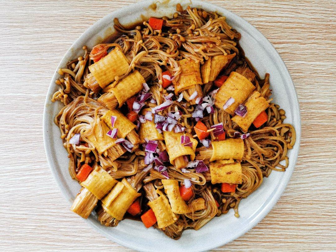 比肉还好吃的金针菇豆皮卷