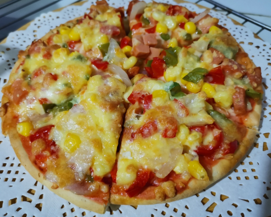 美味的火腿蔬菜披萨🍕简单易学的做法