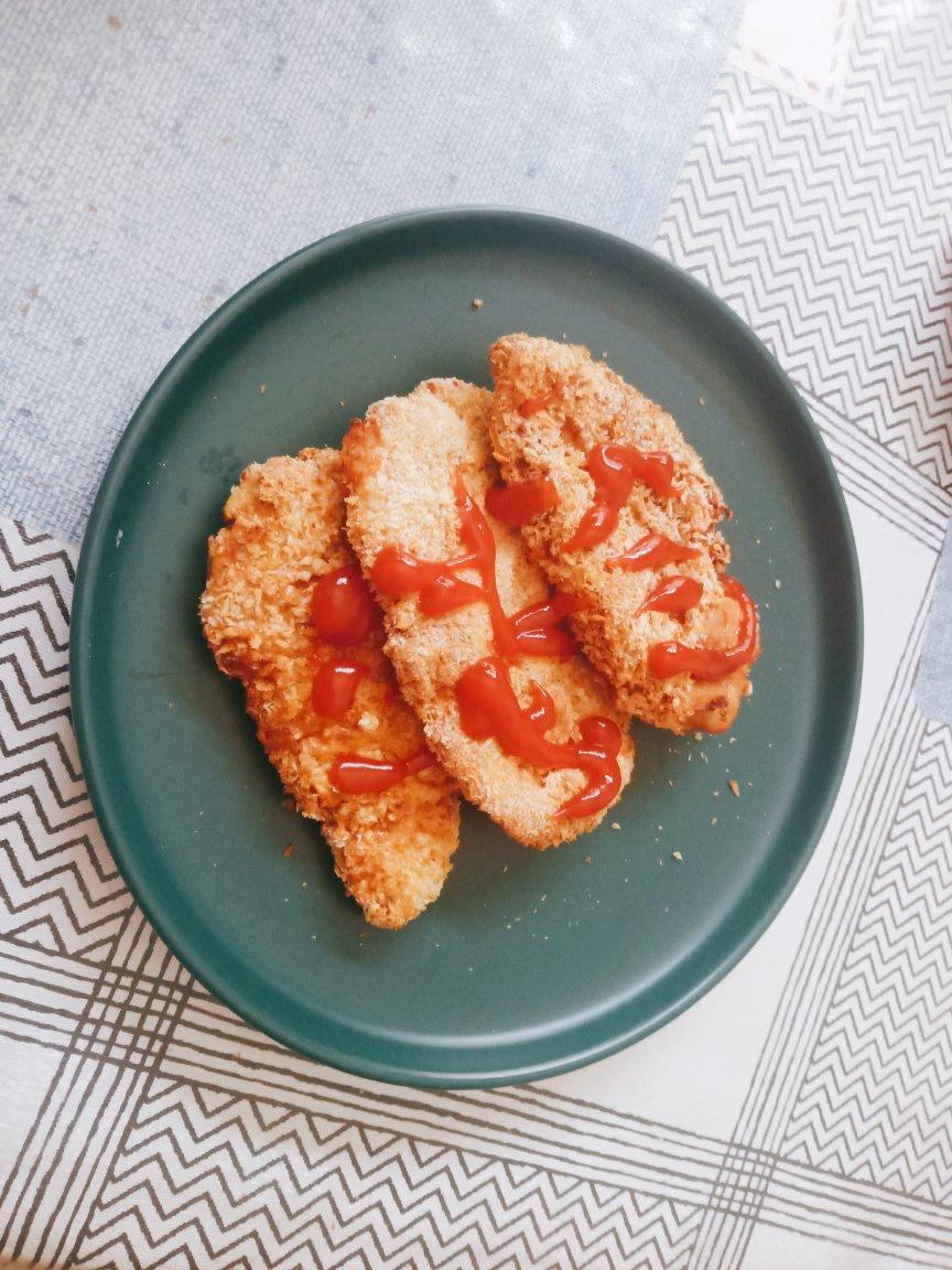 旭子子做的香辣大鸡排空气炸锅与油炸版