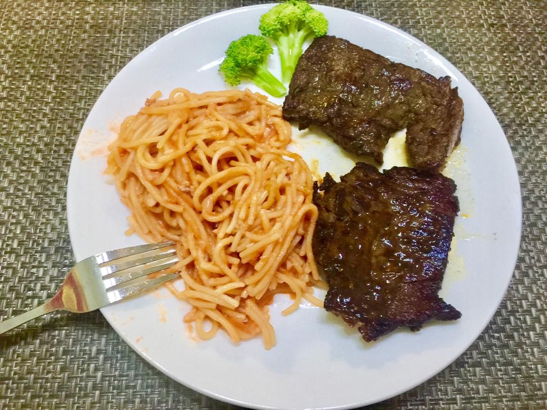 黑椒牛排（配土豆/鸡蛋，意面/蔬菜）