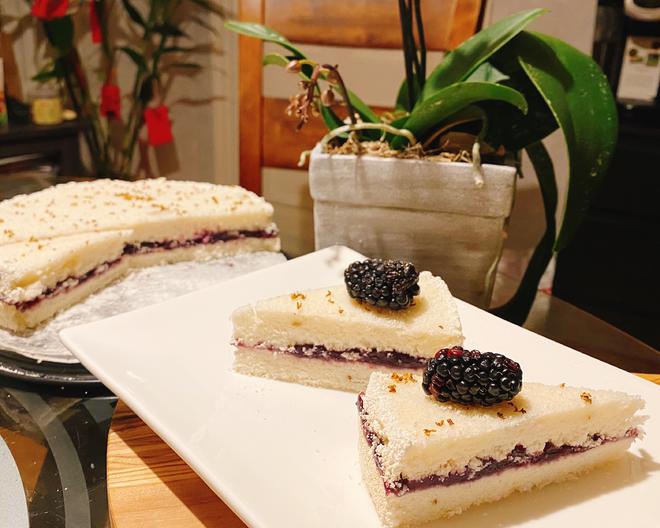 奶香桂花紫薯夾心米糕的做法