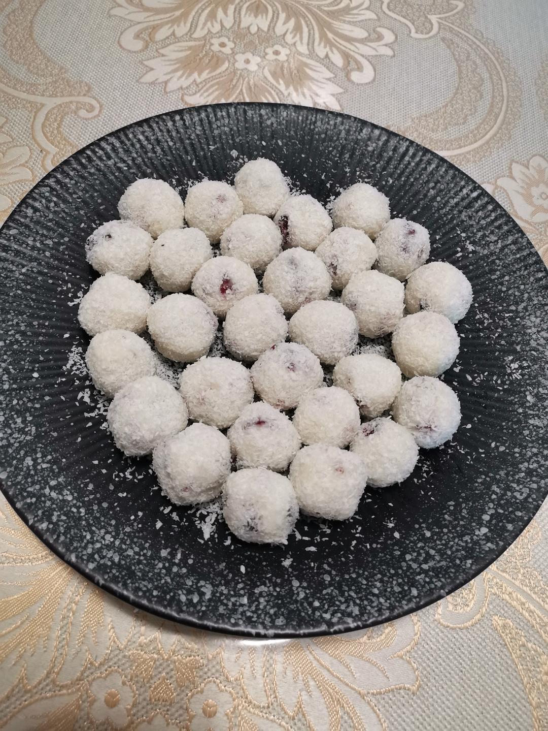 免烤箱❗️酸甜可口的山药蔓越莓椰蓉球