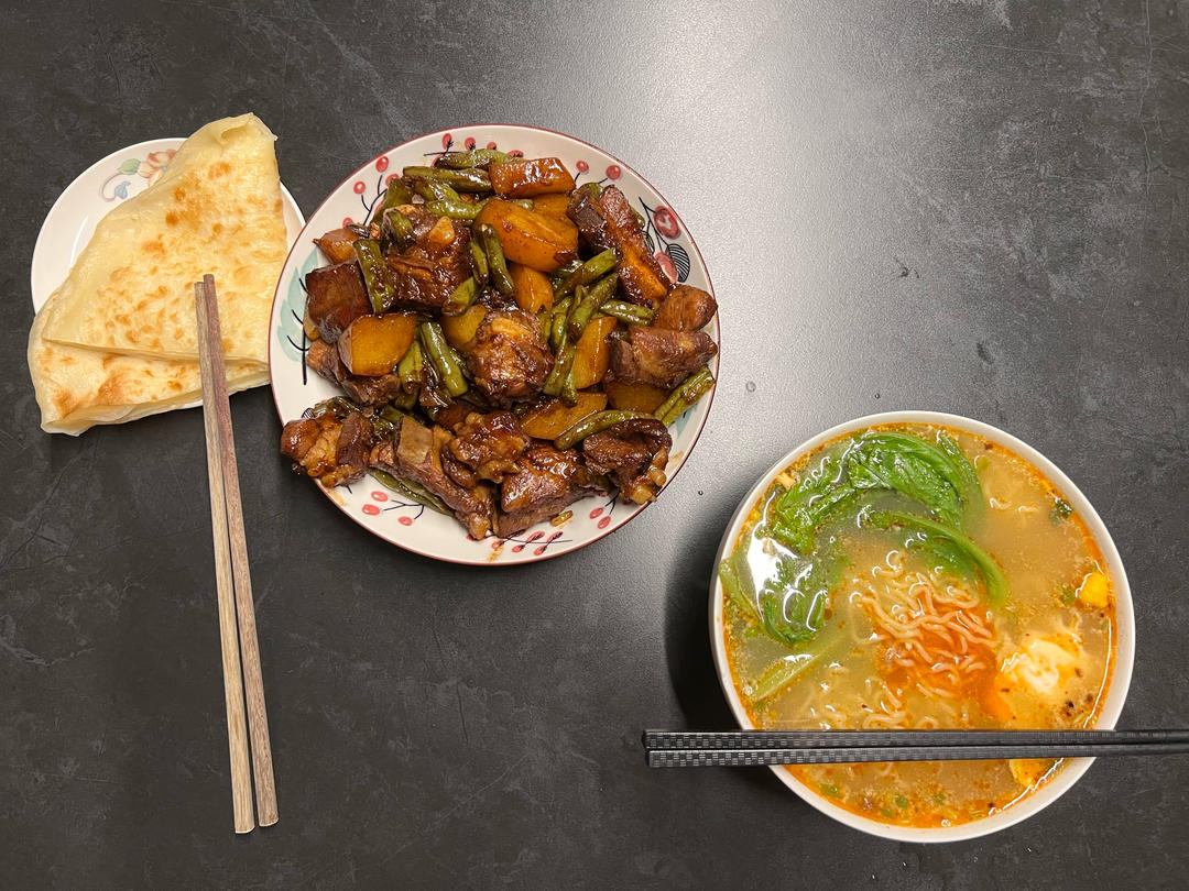 红烧排骨炖豆角