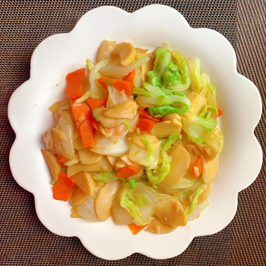 减肥快手菜—杏鲍菇炒白菜的做法