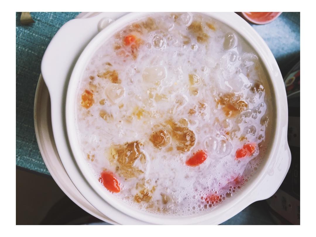 樊十斤做的桃胶皂角米牛奶炖雪燕