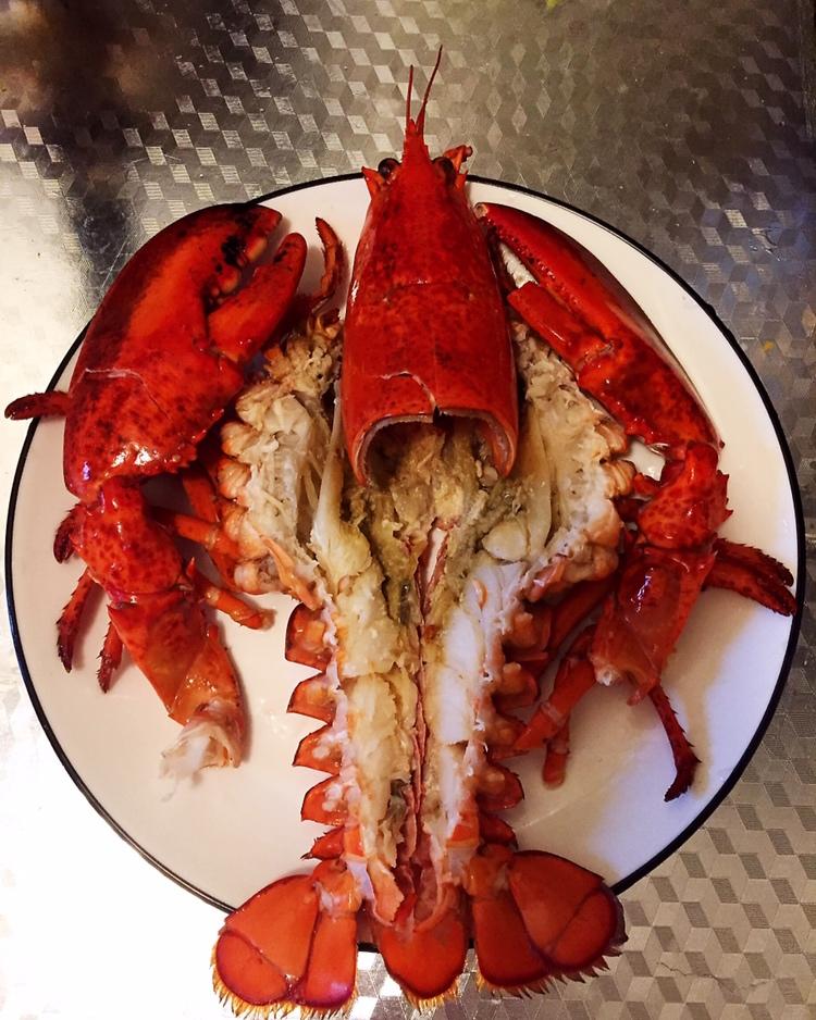 春花秋月雨做的蒜蓉大龙虾