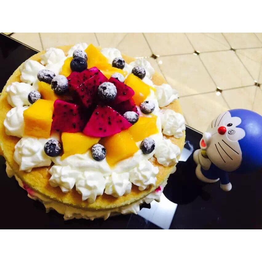 【零失败】不会裱花没关系的水果裸蛋糕 芒果裸蛋糕 完美戚风胚