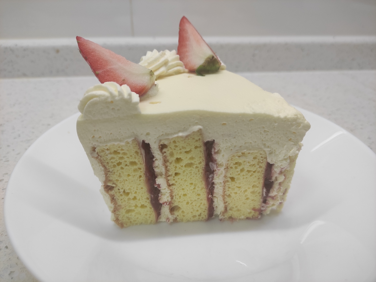 竖条纹风琴草莓蛋糕 & 自制草莓酱