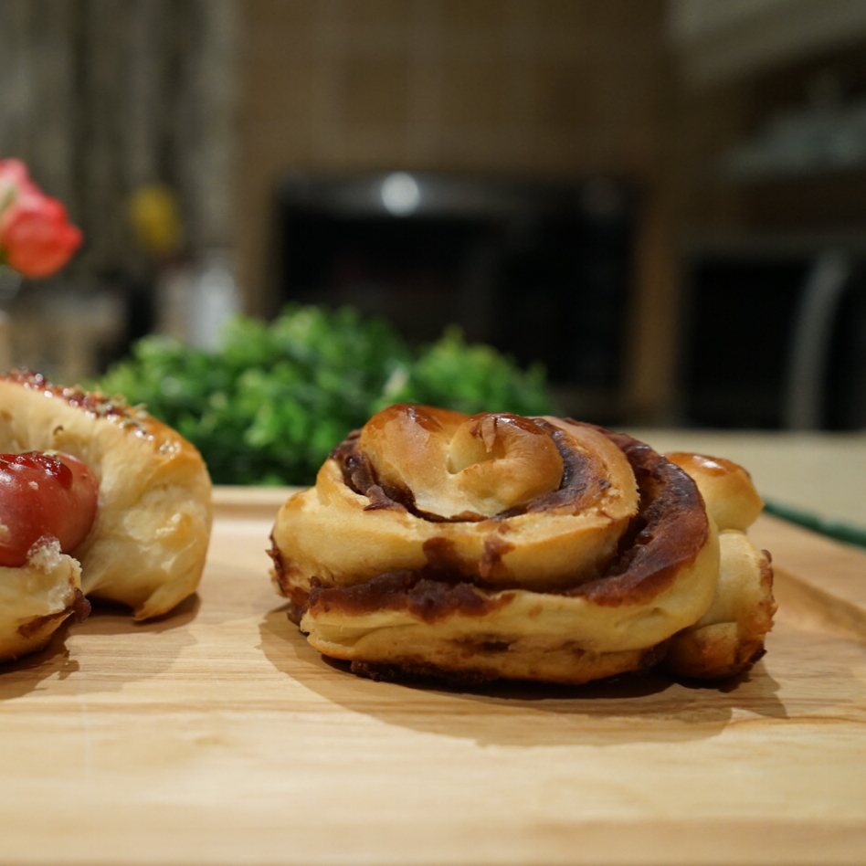 手揉甜面包～豆沙千层包和豆沙卷