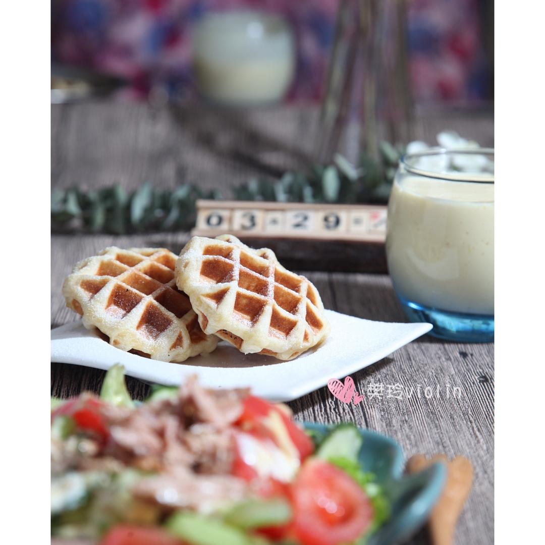 爆浆芝士培根华夫饼（酵母版）