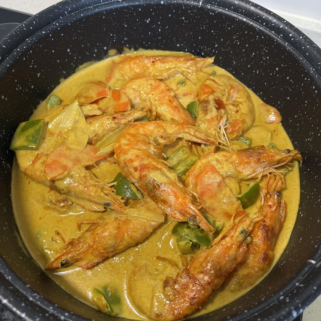 泰国黄咖喱炒大虾