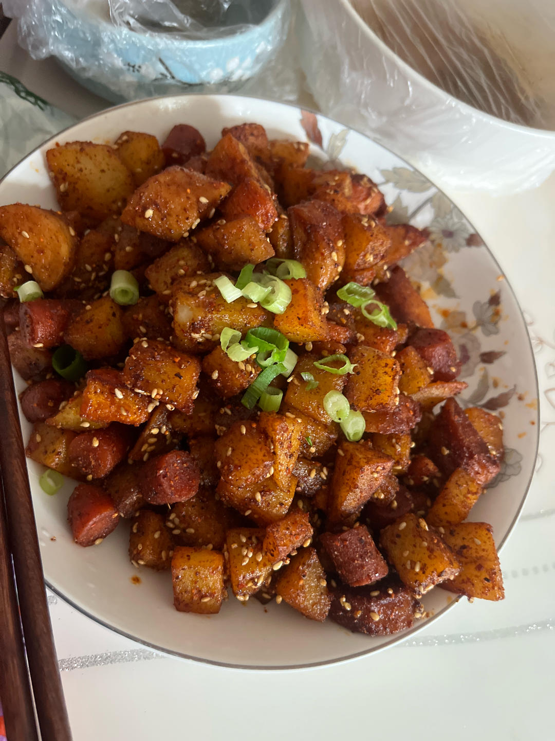 香辣孜然土豆火腿肠～秒杀烧烤店！！