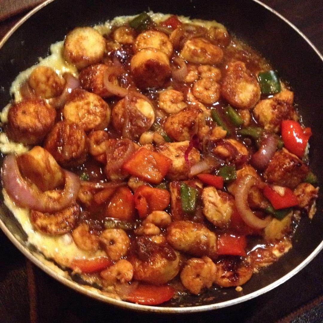 铁板海鲜日本豆腐 Seafood with Japanese Dofu