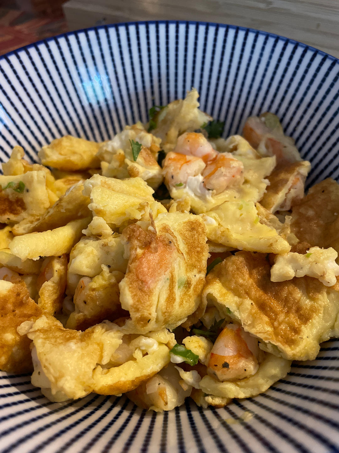 香葱鸡蛋滑虾