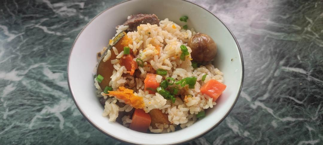 板栗南瓜胡萝卜牛肉焖饭