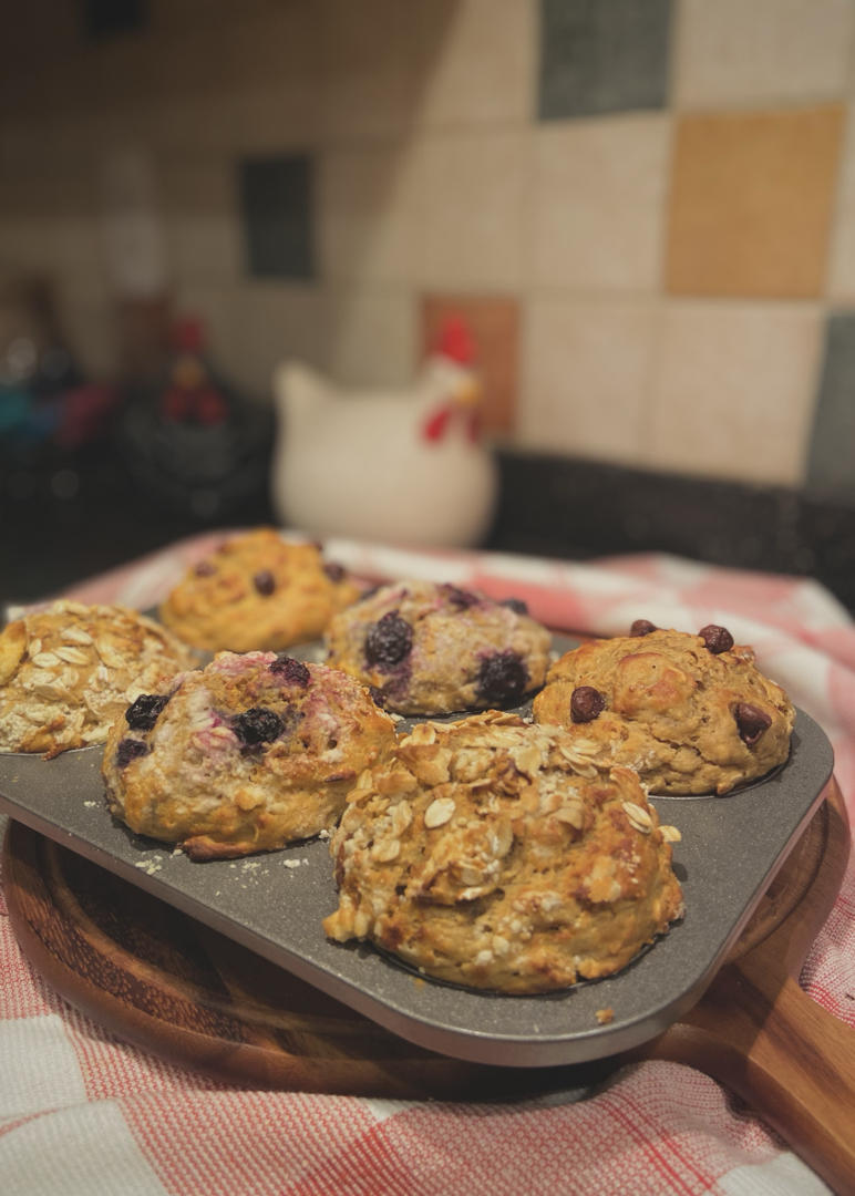 🍌全麦香蕉玛芬 - 一次搞定三种口味（低糖低油，简单易做）