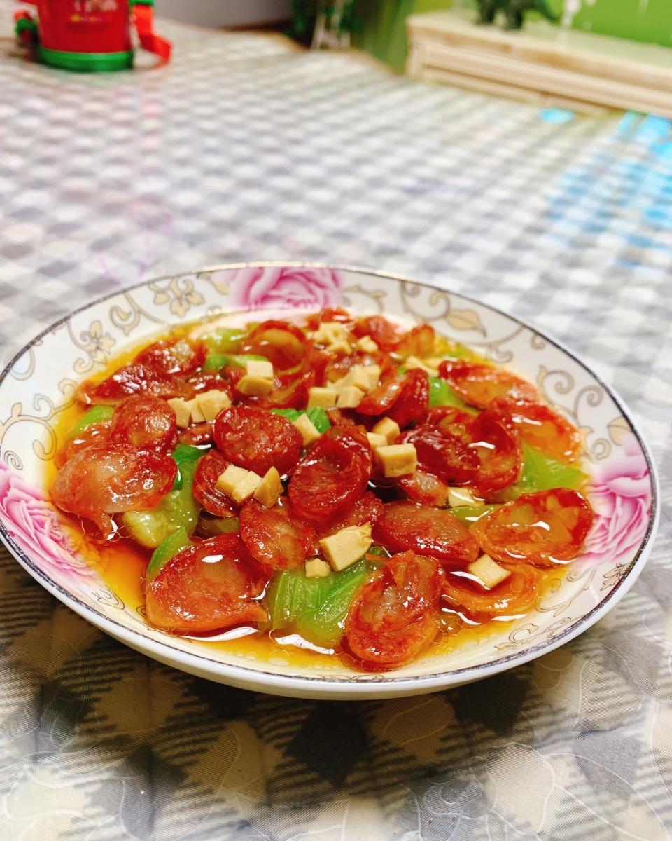 【丝瓜蒸香肠】鲜嫩美味傻瓜菜