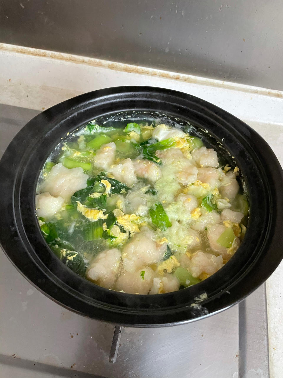 青菜鸡蛋虾仁汤